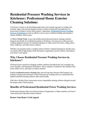 Residential Pressure Washing Services in Kitchener