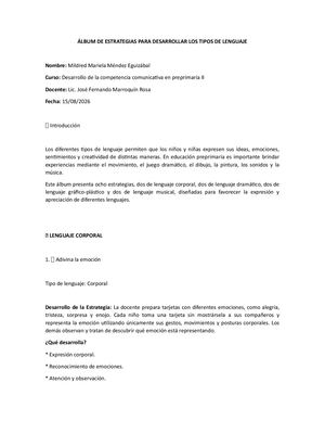 Álbum De Estrategias Para Desarrollar Los Tipos De Lenguaje
