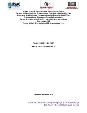 Transposición Didáctica Comunicacion Y Lenguaje