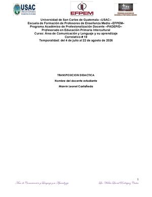 Transposición Didáctica Comunicacion Y Lenguaje Marvin Correcto Pdf
