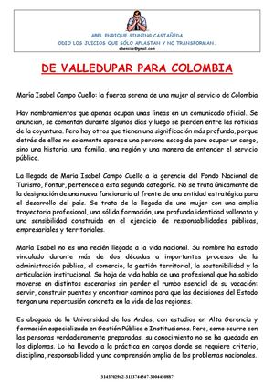De Valledupar Para Colombia