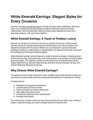 White Emerald Earrings Elegant Styles For Every Occasion