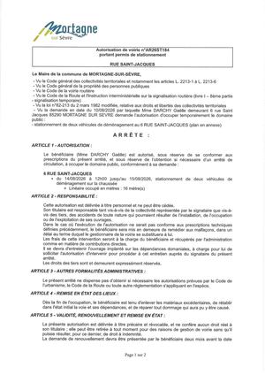 Ar26st184 Av Portant Permis De Stationnement Rue Saint Jacques Du 14 08 Au 15 08 2026