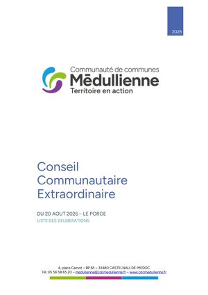 Conseil communautaire extraordinaire- 20 08 26