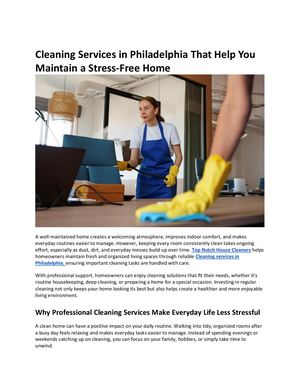 Cleaning Services In Philadelphia That Help You Maintain A Stress
