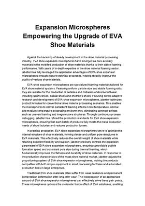 Expansion Microspheres Empowering The Upgrade Of Eva Shoe Materials