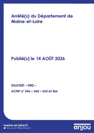 14 AOÛT 2026 -Arrêtés ACNP 346-360-365-et-366