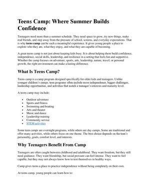 Teens Camp, Where Summer Builds Confidence