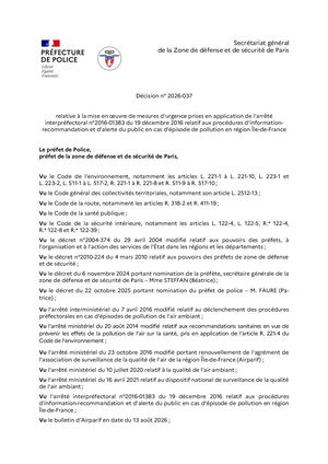 Alerte pollution - Décision n° 2026-037