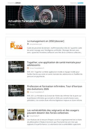 Actualités Paramédicales 13 Août 2026