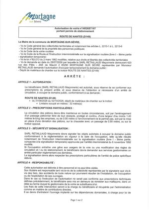 Ar26st187 Av Portant Permis De Stationnement Route De Nantes Du 31 08 Au 2 10 2026