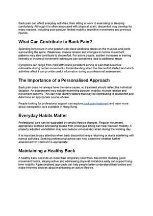 Back Pain Can Affect Everyday Activities, From Sitting At Work To Exercising Or Sleeping Comfortably