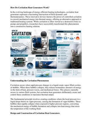 How Do Cavitation Heat Generators Work