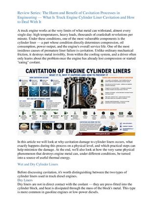 What Is Truck Engine Cylinder Liner Cavitation And How To Deal With It