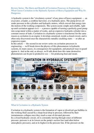 What Causes Cavitation In The Hydraulic Systems Of Heavy Equipment And Why It's Dangerous