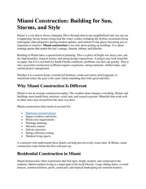 Miami Construction, Building For Sun, Storms, And Style