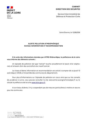 Alerte Pollution Niveau 1