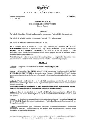 Arrêté n°264-2026
