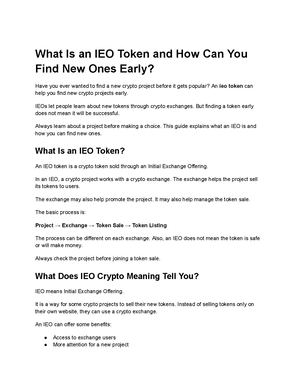 What Is An Ieo Token And How Can You Find New One…
