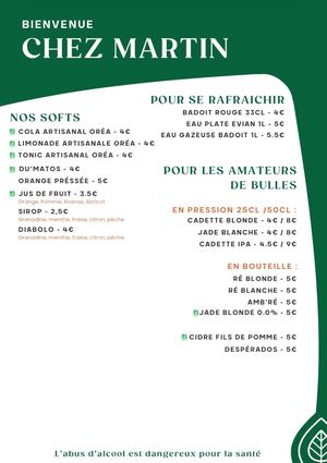 Cartes Des Boissons