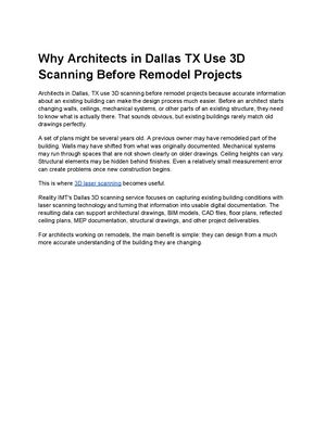Why Architects In Dallas Tx Use 3d Scanning Before Remodel Projects
