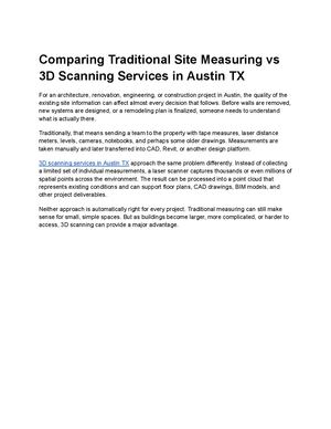 Comparing Traditional Site Measuring Vs 3d Scanning Services In Austin Tx