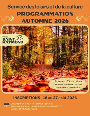 Programmation automne 2026 - Service des loisirs et de la culture - Ville de Saint-Raymond