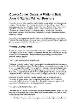 ConvosCorner Online: A Space Where Conversation Starts Without Pressure