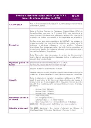 Fiche 7 19 Etendre Le Réseau De Chaleur Urbain De La CACP à Travers Le Schéma Directeur Des RCU