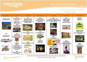 Planning Du 16 Aout Au 22 Aout