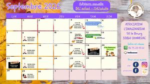 Calendrier Septembre 2026