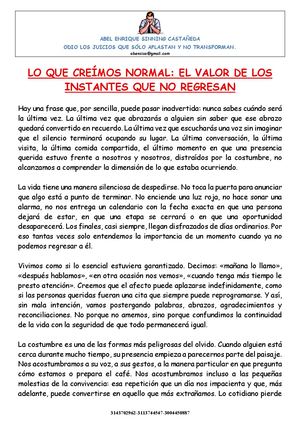 Lo Que Creímos Normal
