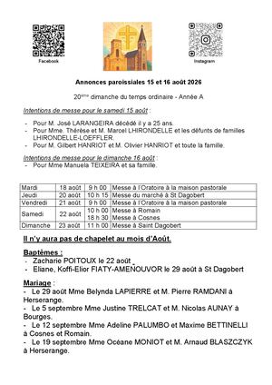 2026 08 15 Annonces Paroissiales