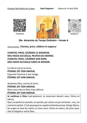 Messe Du 16 Aout 2026 Soleil Des Nations