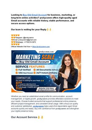 Buy Old Gmail Account With Professional Aged Gmail Profiles