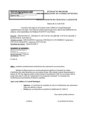 Modalités Complémentaires Attribution Subvention Associations