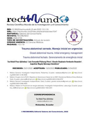 Trauma Abdominal Cerrado Manejo Inicial En Urgencias