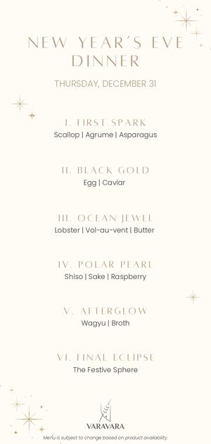 New Year's Eve Menu - Varavara