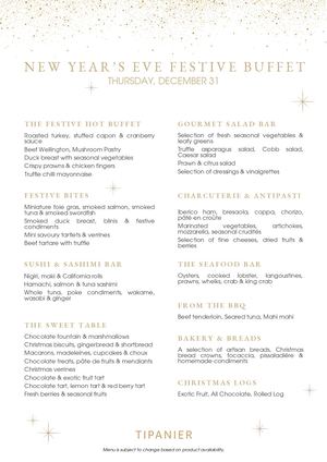 New Year's Eve Festive Buffet - Tipanier