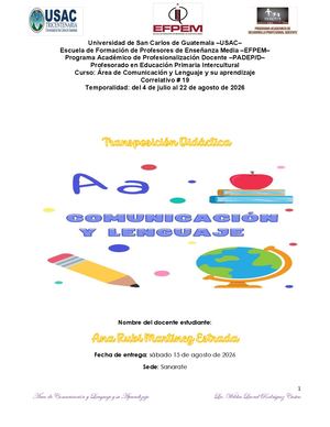 Transposición Didáctica Comunicacion Y Lenguaje