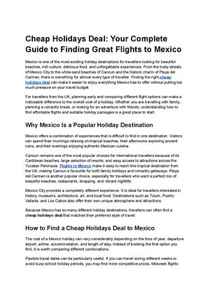 Cheap Holidays Deal: Your Complete Guide to Finding Great Flights to Mexico