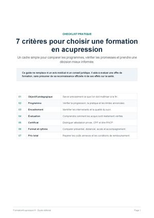 7 critères pour choisir une formation en acupression