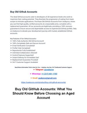 Buy Old Git Hub Accounts What You Should Know Before Choosing An Aged Account