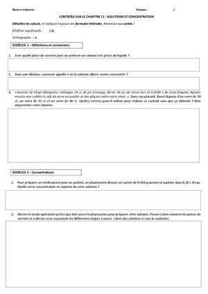 Contrôle C1 Concentration Massique