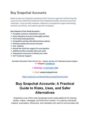 Buy Snapchat Accounts A Practical Guide To Risks, Uses, And Safer Alternatives