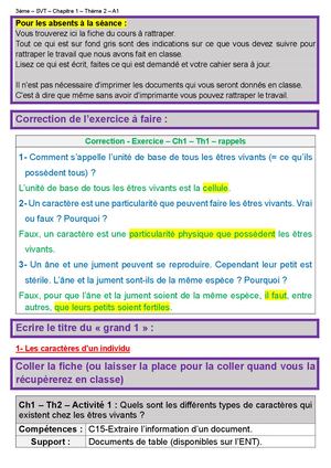 3 Ch1 A1 Cours (Caractères Spécifiques Et Individuels)