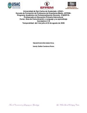 Transposición Didáctica Comunicacion Y Lenguaje