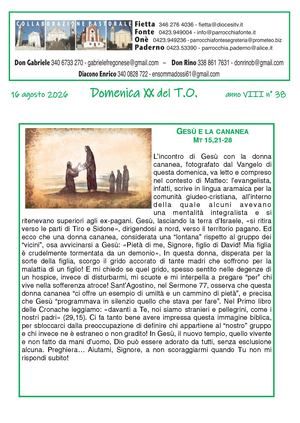 Avvisi Parrocchiali dal 23 AL 16 Agosto 2026 - 20ª Domenica Tempo Ordinario 2026 Pdf