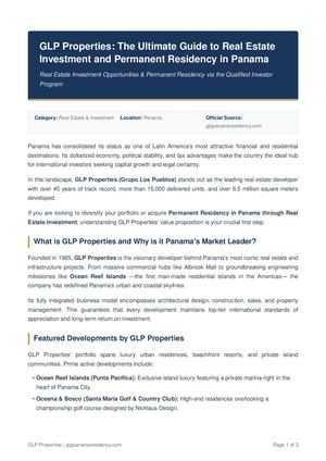 GLP Properties Panamá Residency Guide Glp Properties
