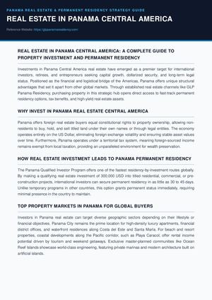 Real Estate In Panamá Central America GLP Properties